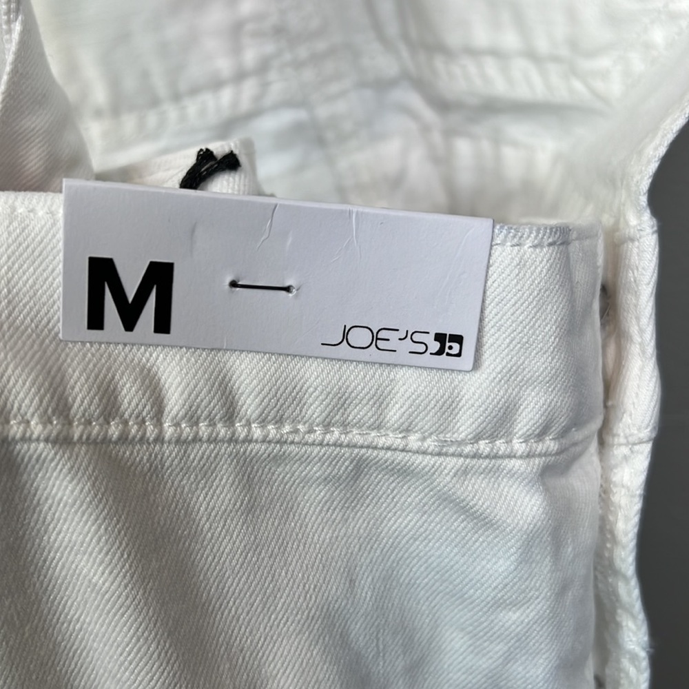 NWT Joe’s Jeans Overalls White Medium Raw Hem Straight Leg 100% Cotton Denim - Picture 9 of 13